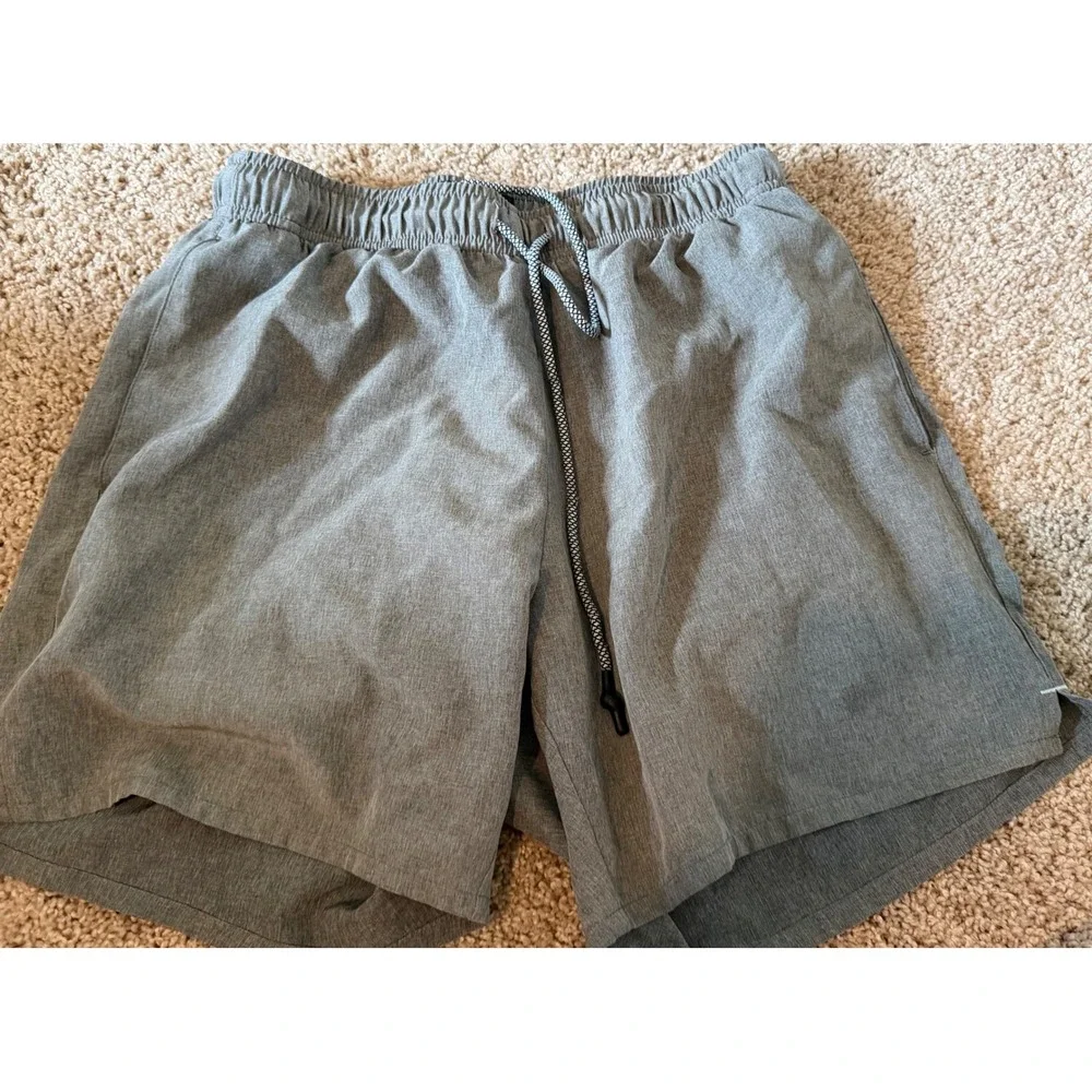 Goodlife Mens Swim Trunks‎ Heathered Grey Elastic Waist Drawstring Shorts Small